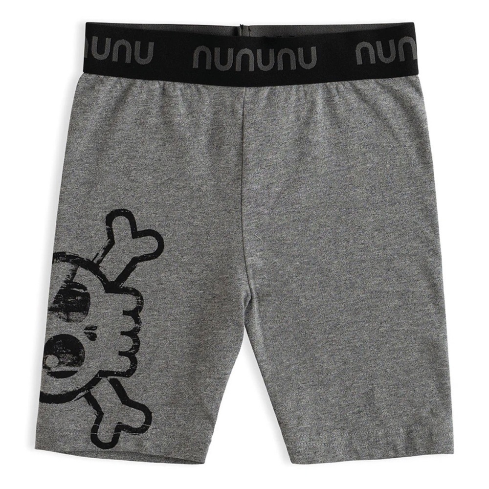 nununu Gray Kids Shorts with Skull Print